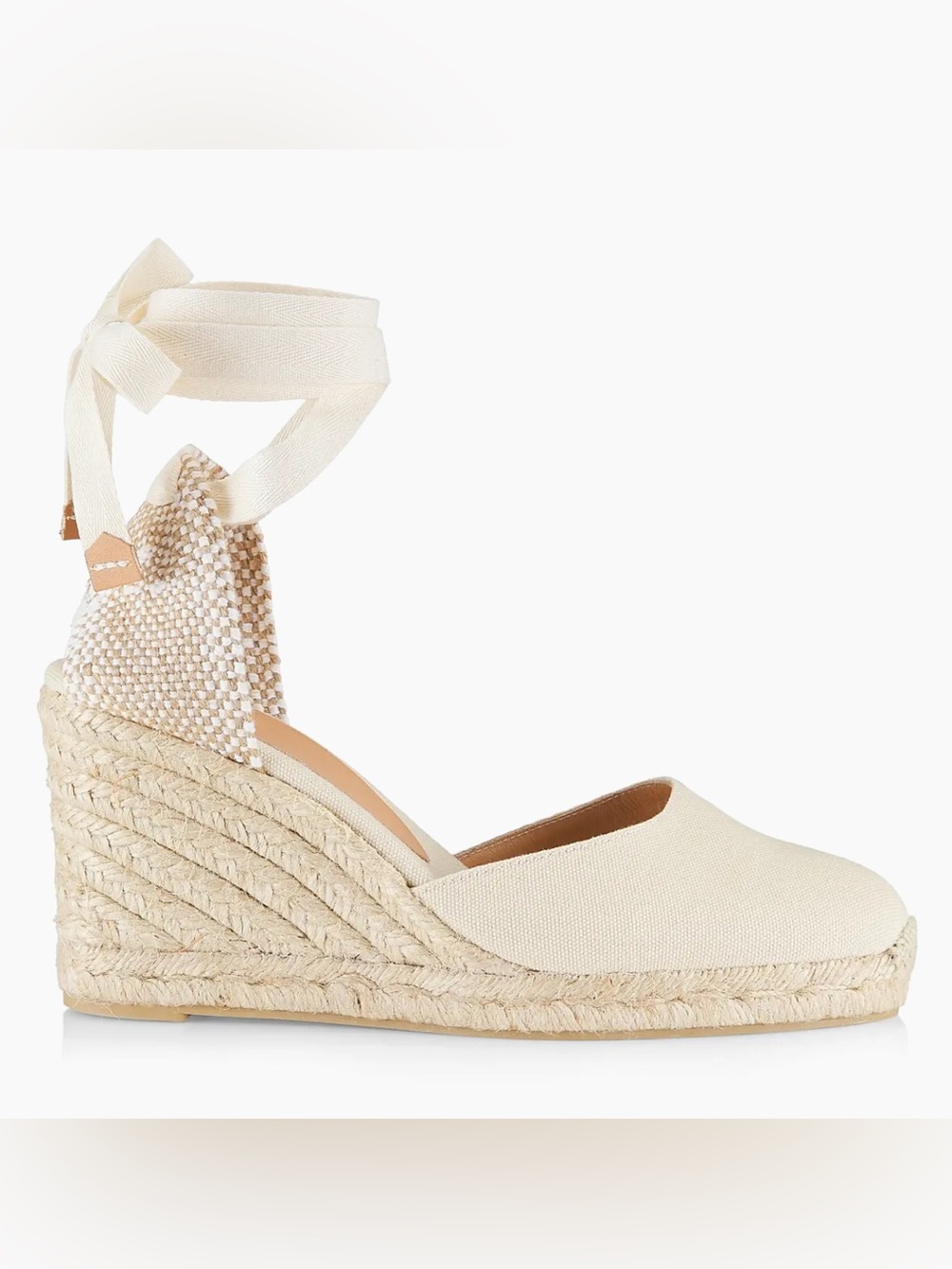 Castaner Carina Women’s Cream Espadrille Wedge Ankle-Tie Shoes size 40